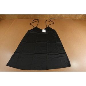 Miss To Mrs Womens Size Medium Black Sleeveless V Neck Silky Slip Dress NWT